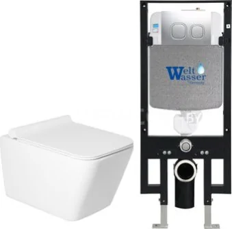 Унитаз подвесной Saniteco KW-9004W в комплекте с инсталляцией + 497 + RD-CR