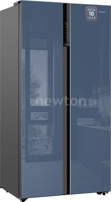 Холодильник side by side Weissgauff WSBS 600 NoFrost Inverter Blue Glass