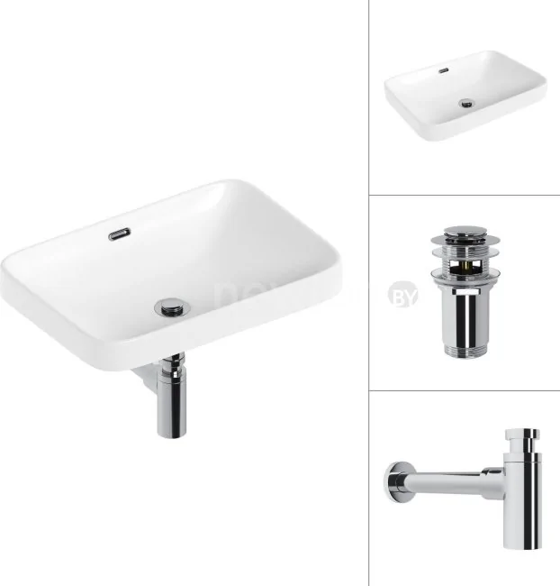 Умывальник Lauter 21441A + клапан 21190CH + сифон 21635CH (хром)