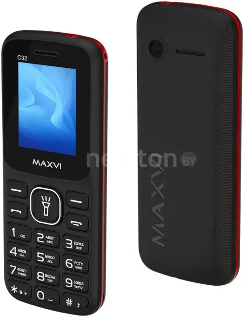 Кнопочный телефон Maxvi C32 (черный/красный)