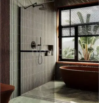 Душевая стенка MaybahGlass 99x195 MGD-1459-6ш (бронзовое стекло/черный)
