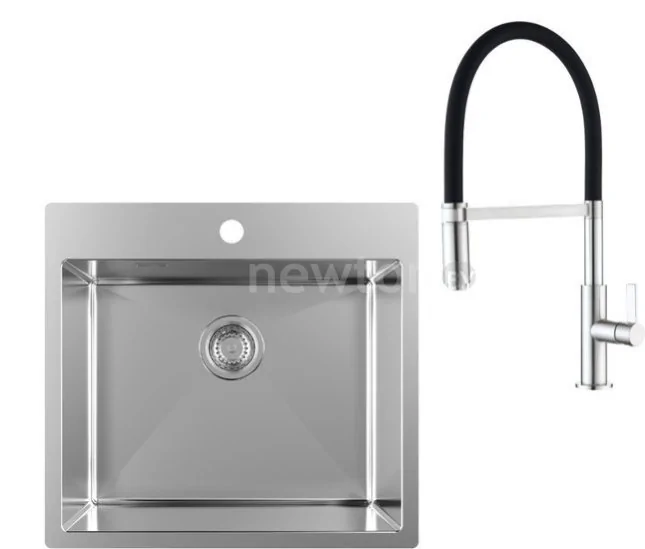 Кухонная мойка Aquasanita AIR 100 N + cмеситель AquaSanita 7003 002 steel