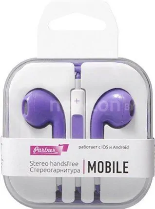 Наушники с микрофоном Partner Mobile (фиолетовый)