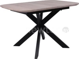 Кухонный стол ОКА Вейв 120-160x80x75 (дуб беленый/черный)