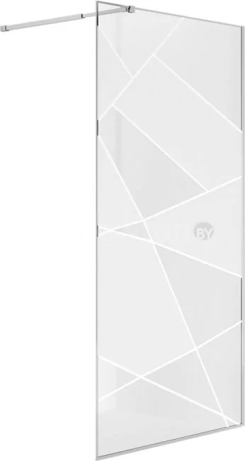 Душевая стенка Niagara NG-660-10 100x195 (хром/прозрачное стекло с рисунком)