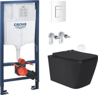 Унитаз подвесной Lauter Magdeburg 21103EC + GROHE Rapid Sl 38772SH0 (черный матовый)