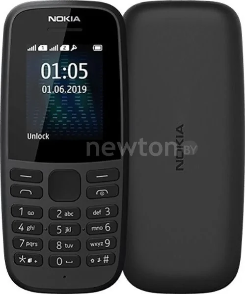 Телефон Nokia 105 (2019) TA-1174 Dual SIM (черный)