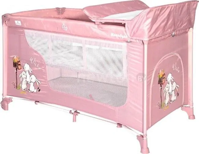 Манеж-кровать Lorelli Moonlight 2 Layers 2021 (pink)