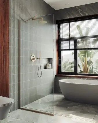 Душевая стенка MaybahGlass 89x195 MGD-689-2у (прозрачное стекло/бронза)