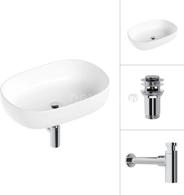 Умывальник Lauter 21836 + клапан 21190CH + сифон 21635CH (хром)