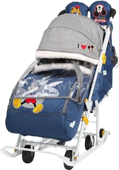 Санки-коляска Nika Disney baby 2 (Микки Маус/синий)