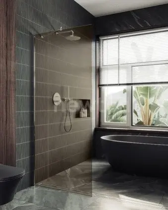 Душевая стенка MaybahGlass 99x195 MGD-1353-5ш (бронзовое стекло/хром матовый)