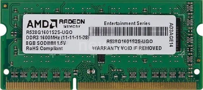 Оперативная память AMD Radeon Entertainment 8GB DDR3 SO-DIMM (R538G1601S2S-UGO)