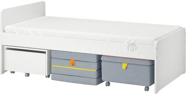 Кровать Ikea Слэкт 200x90 (белый) 192.397.37