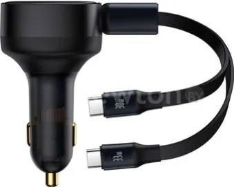Автомобильное зарядное Baseus Enjoyment Retractable 2-in-1 Car Charger C+C 33W C00035500111-00