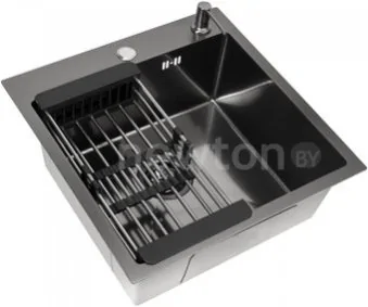 Кухонная мойка Diamond 500*500, коландер, дозатор BLACK DECOR