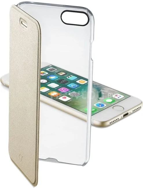 Чехол Cellular Line Clear Book для Apple iPhone 7/8 (золотистый)