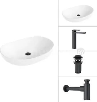 Умывальник Lauter 21502+Cascade 21СК0655BS+сифон 21635B+с дон.клапаном 21190B (черный матовый)