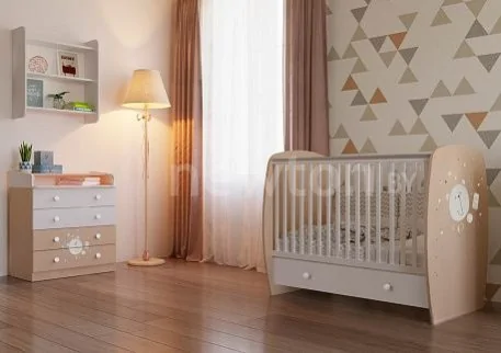 Детский комод Polini Kids French 1580 Teddy (белый/дуб пастельный)