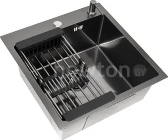 Кухонная мойка Basic CL DS Decor 50x50 (черный, коландер, дозатор)