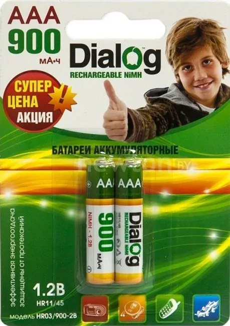 Аккумуляторы Dialog AAA 900mAh 2 шт. [HR03/900-2B]