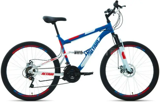 Велосипед Altair MTB FS 26 2.0 disc р.16 2020 (синий/красный)