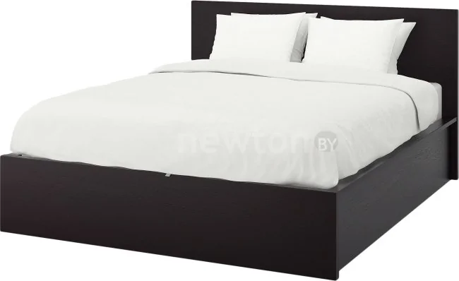 Кровать Ikea Мальм 200x180 (4 ящика, черно-коричневый, Лурой) 692.110.38