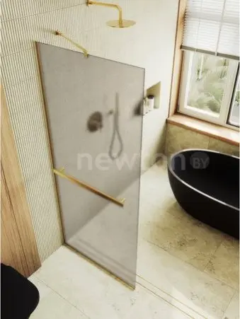 Душевая стенка MaybahGlass 89x195 MGD-734-3у (бронзовое матовое стекло/золотой)