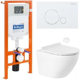Унитаз подвесной BelBagno BB046CHR/BB2111SC/BB002-80/BB014-SR-BIANCO