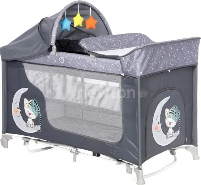 Манеж-кровать Lorelli Moonlight Rocker 2 (grey cute moon)