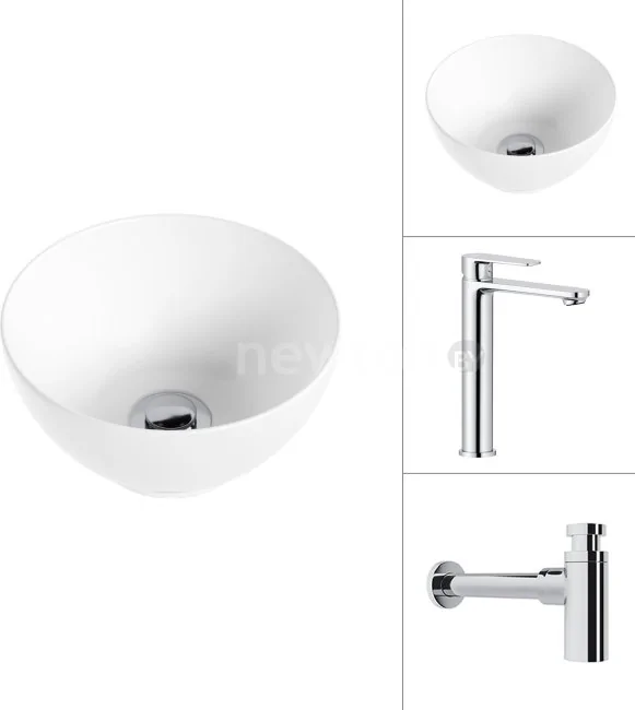 Умывальник Lauter 21601E + Moon 21СK81691C с сифоном 21635CH (хром)