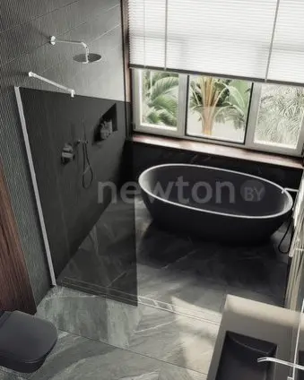 Душевая стенка MaybahGlass 99x195 MGD-1355-1ш (графитовое стекло/белый матовый)