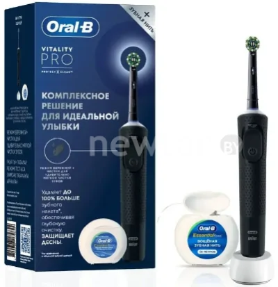 Электрическая зубная щетка Oral-B Vitality Pro D103.413.3 + зубная нить (черный)