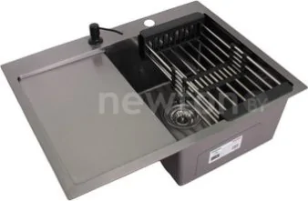 Кухонная мойка Wisent WS-36550B-R/GER013 (с сифоном, дозатором и коландером)