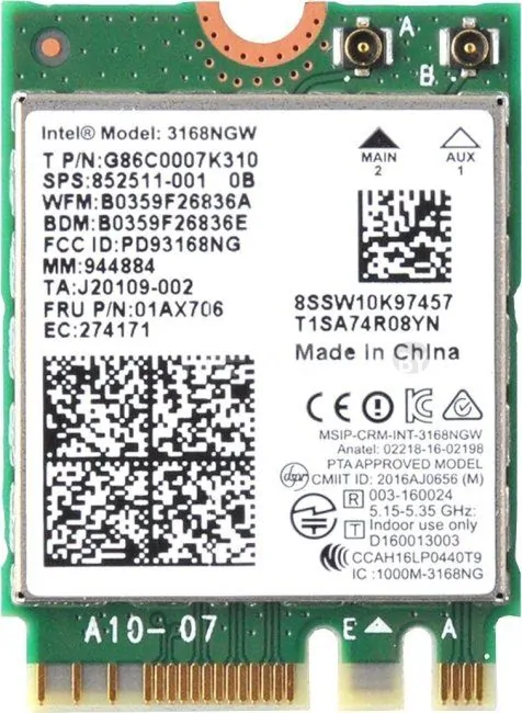 Wi-Fi/Bluetooth адаптер Intel 3168NGW