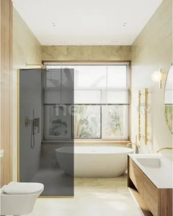 Душевая стенка MaybahGlass 69x195 MGD-705-3у (графитовое стекло/золотой)