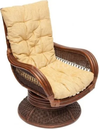 Кресло-качалка TetChair Andrea Relax Medium с подушкой (античный орех/рубчик кремовый)