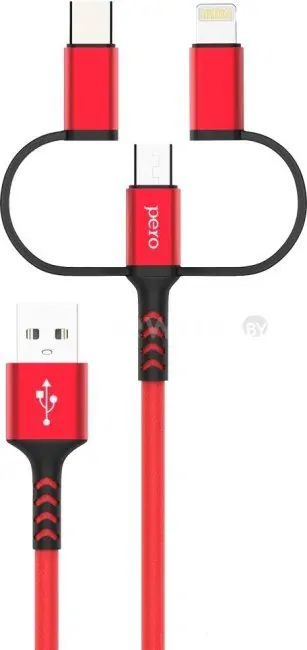 Кабель Pero DC-06 Universal 3 in 1 (1 м, красный)