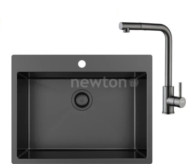 Кухонная мойка ZorG ZRN 5065 Premium + cмеситель Mars Premium PVD Gunblack