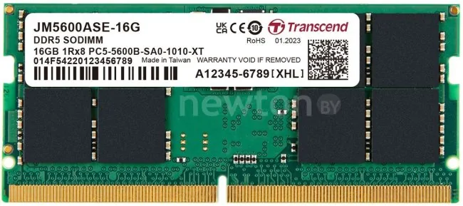 Оперативная память Transcend JetRam 16ГБ DDR5 SODIMM 5600МГц JM5600ASE-16G