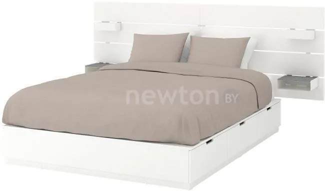 Кровать Ikea Нордли 200x160 (6 ящиков, белый, с изголовьем) 392.972.22