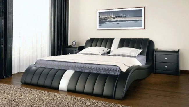 Кровать Bravo Мебель Эмма с ПМ 140x200 (экокожа, черный/белый)