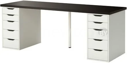 Стол Ikea Линнмон/Алекс (черно-коричневый/белый) 692.791.70