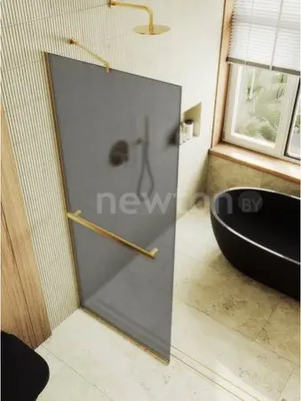 Душевая стенка MaybahGlass 69x195 MGD-724-3у (графитовое матовое стекло/золотой)