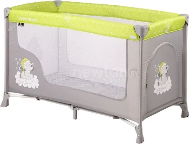 Манеж-кровать Lorelli San Remo 1 Layer 2019 Grey Green Elephants
