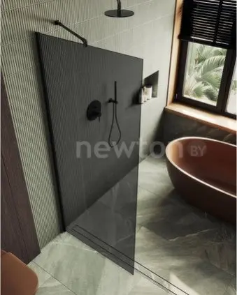 Душевая стенка MaybahGlass 89x195 MGD-693-6ш (графитовое стекло/черный)