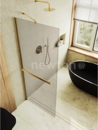 Душевая стенка MaybahGlass 89x195 MGD-733-3ш (бронзовое стекло/золотой)