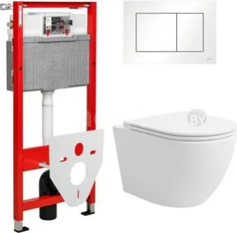 Унитаз подвесной Lauter Vortex 2110830 + TECE Kit 9400413 с кнопкой (белый)