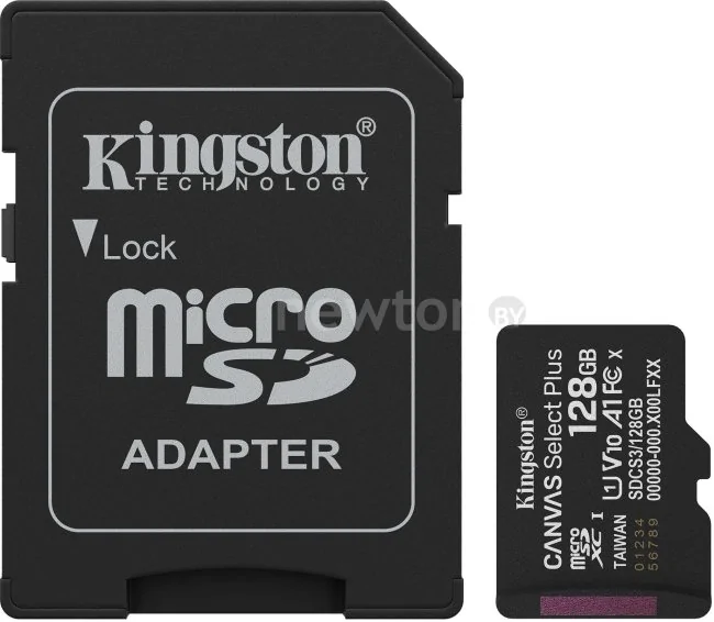 Карта памяти Kingston Canvas Select Plus microSDXC 128GB SDCS3/128GB (с адаптером)