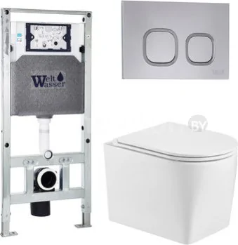 Унитаз подвесной WeltWasser Amberg 506 ST + Nesenbach 004 GL-WT + Amberg RD-CR